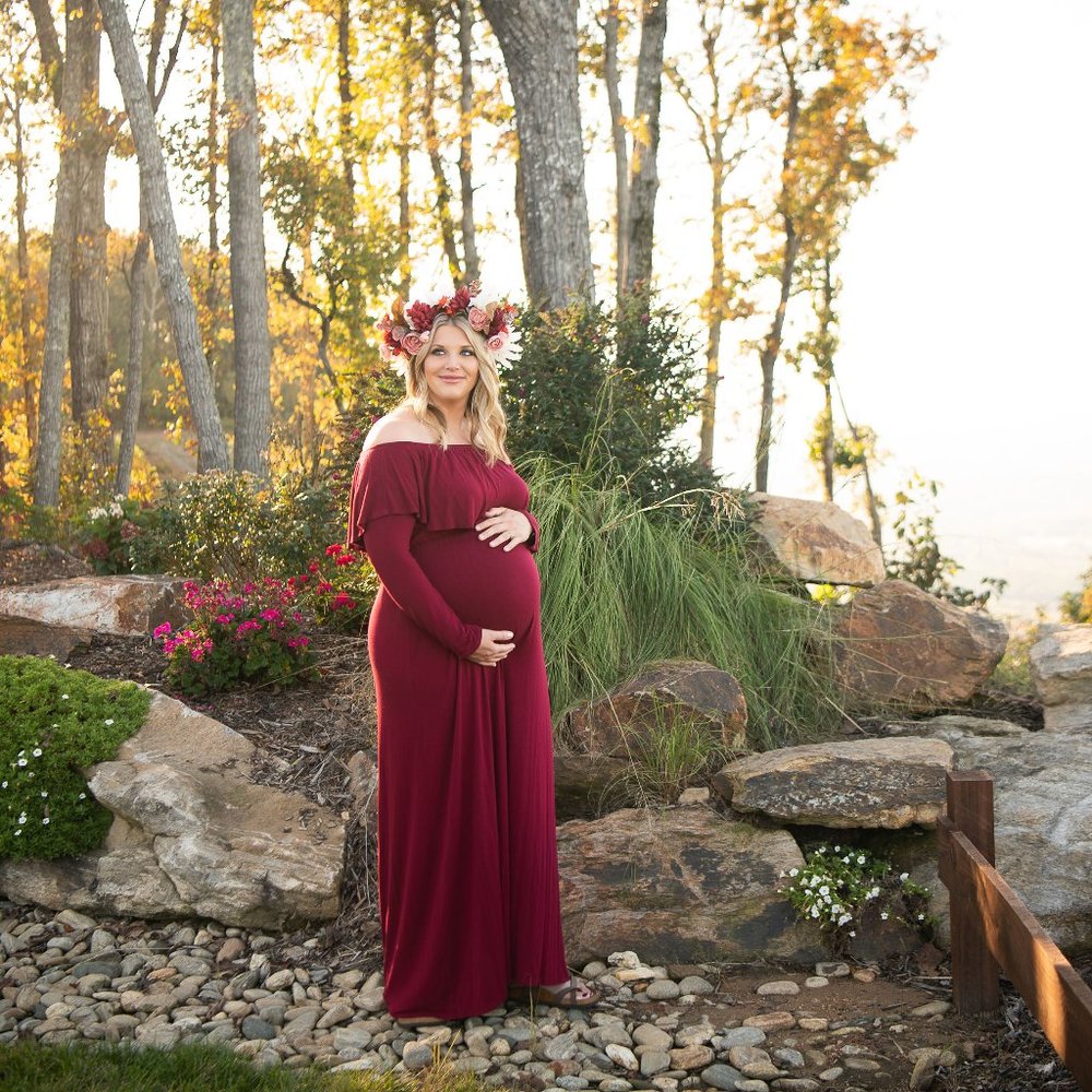 PinkBlush Off Shoulder Maternity Maxi, XL